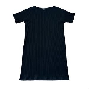 EILEEN FISHER BLACK RIBBED JERSEY MIDI DRESS